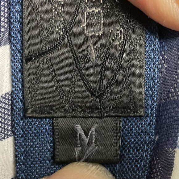 Cheq Kaku Italy Men's Navy blue Plaid Button-down, Medium - Picture 6 of 8